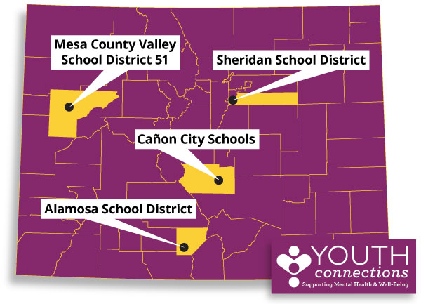 State graphic with Youth Connection project locations